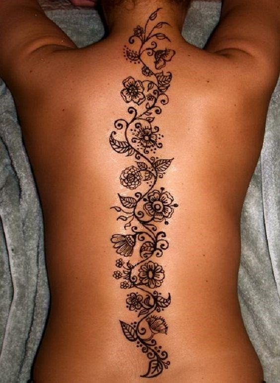 Back Bone Henna Tattoo Design