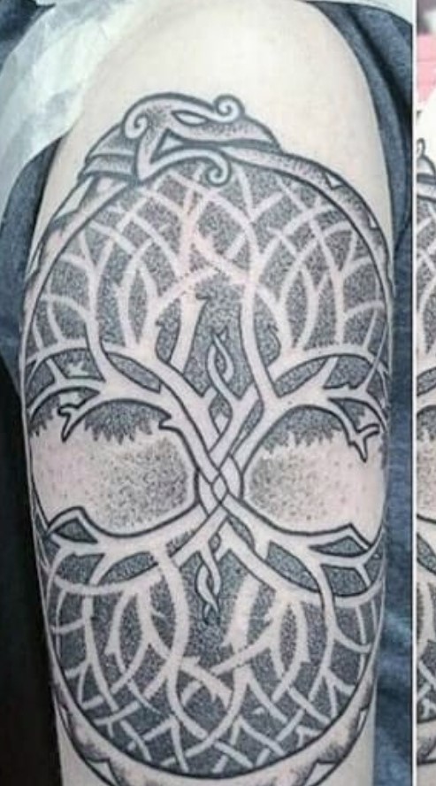 Geometric Pattern Ouroboro Tattoo