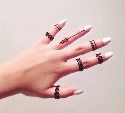Gorgeous finger ring Henna designs